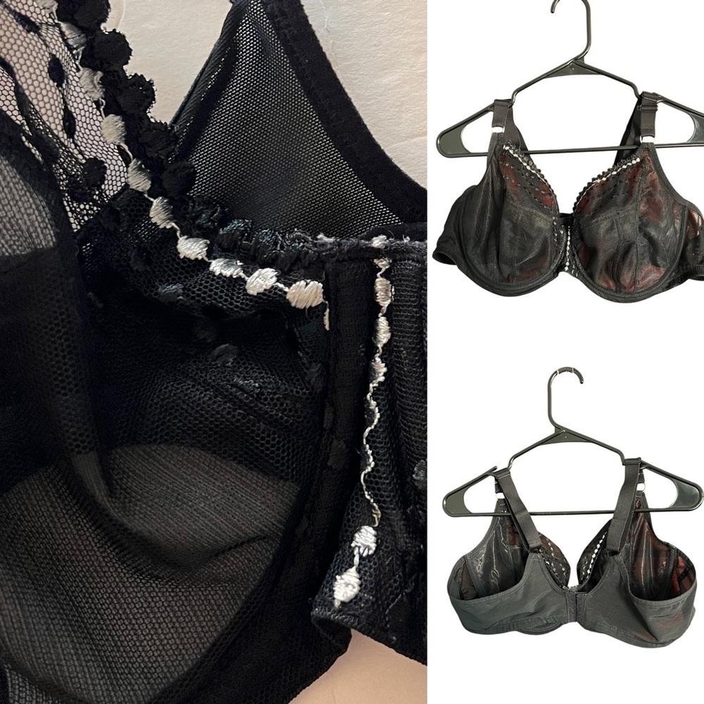 Elomi Women’s Bra 44DD Sheer Black Embroidered Detail